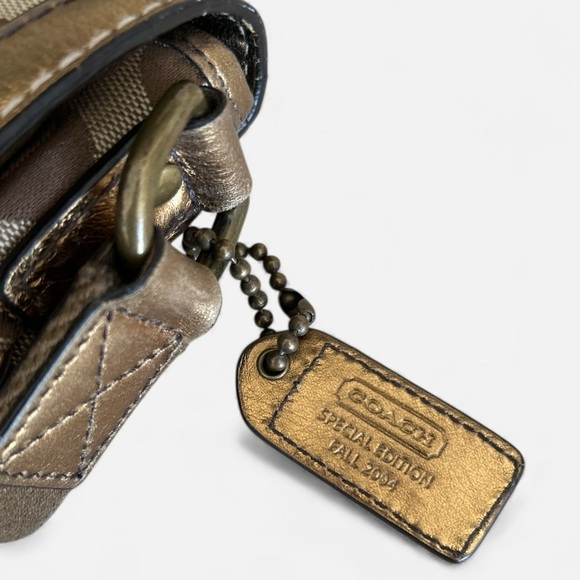 Coach Legacy Suede Signature Canvas Bronze Brown Buckle Flap Crossbody Bag 7x8x1 - Picture 9 of 16